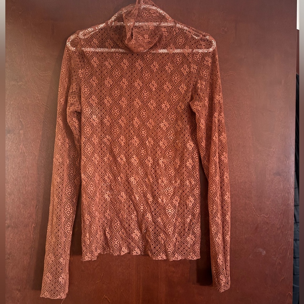 Free People Rust Lace Top
